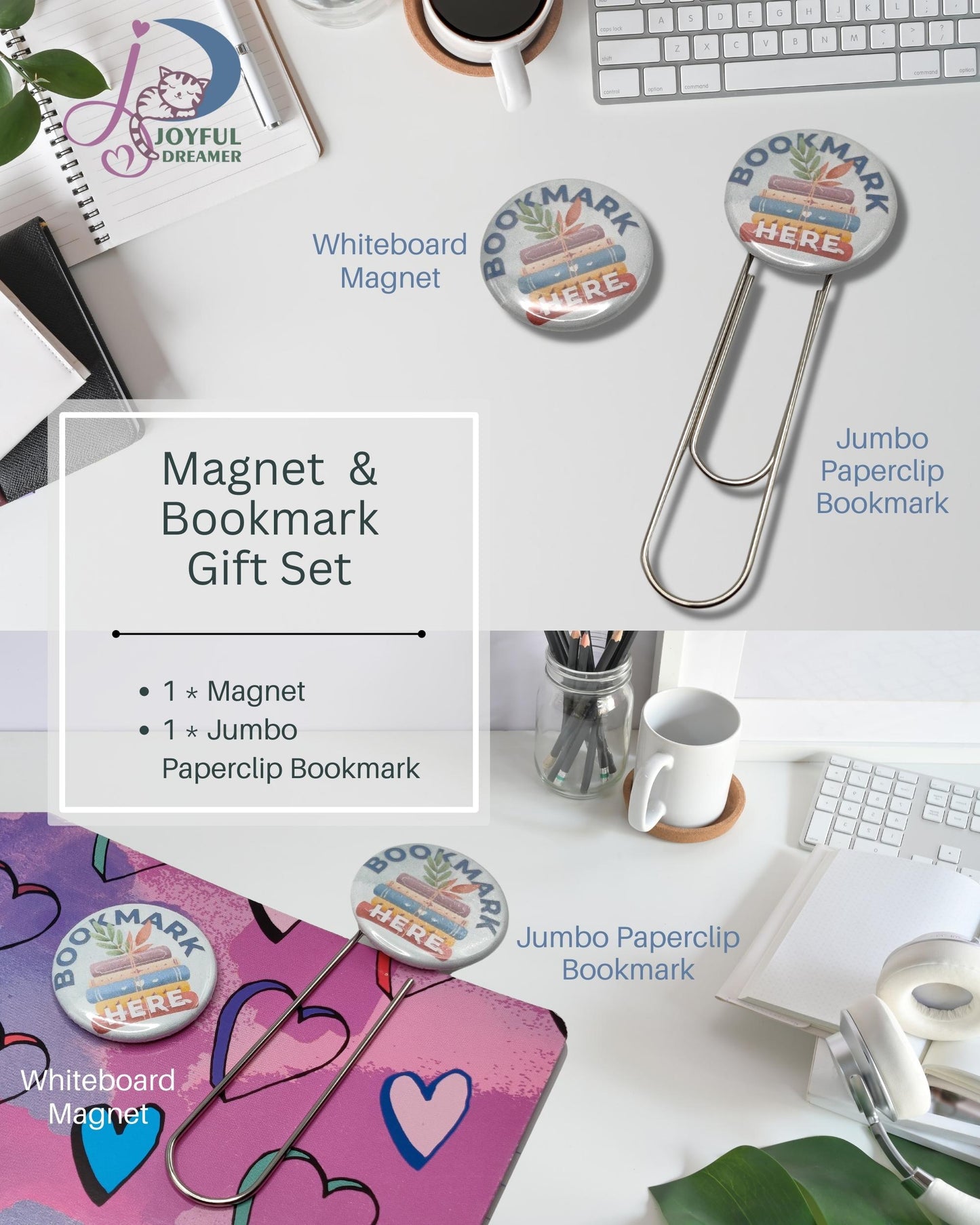 Gift Set | Jumbo Paperclip Bookmark and White Board Magnet