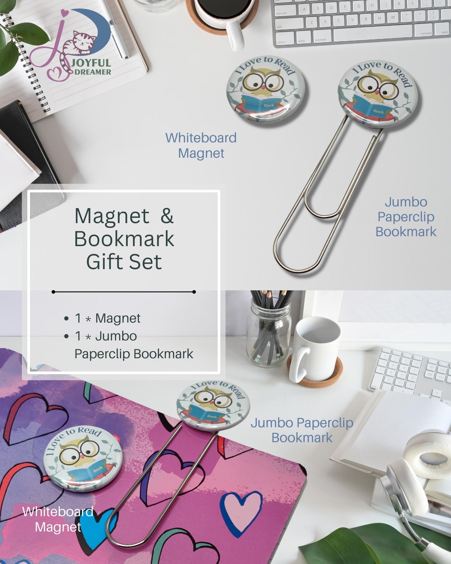 Gift Set | Jumbo Paperclip Bookmark and White Board Magnet