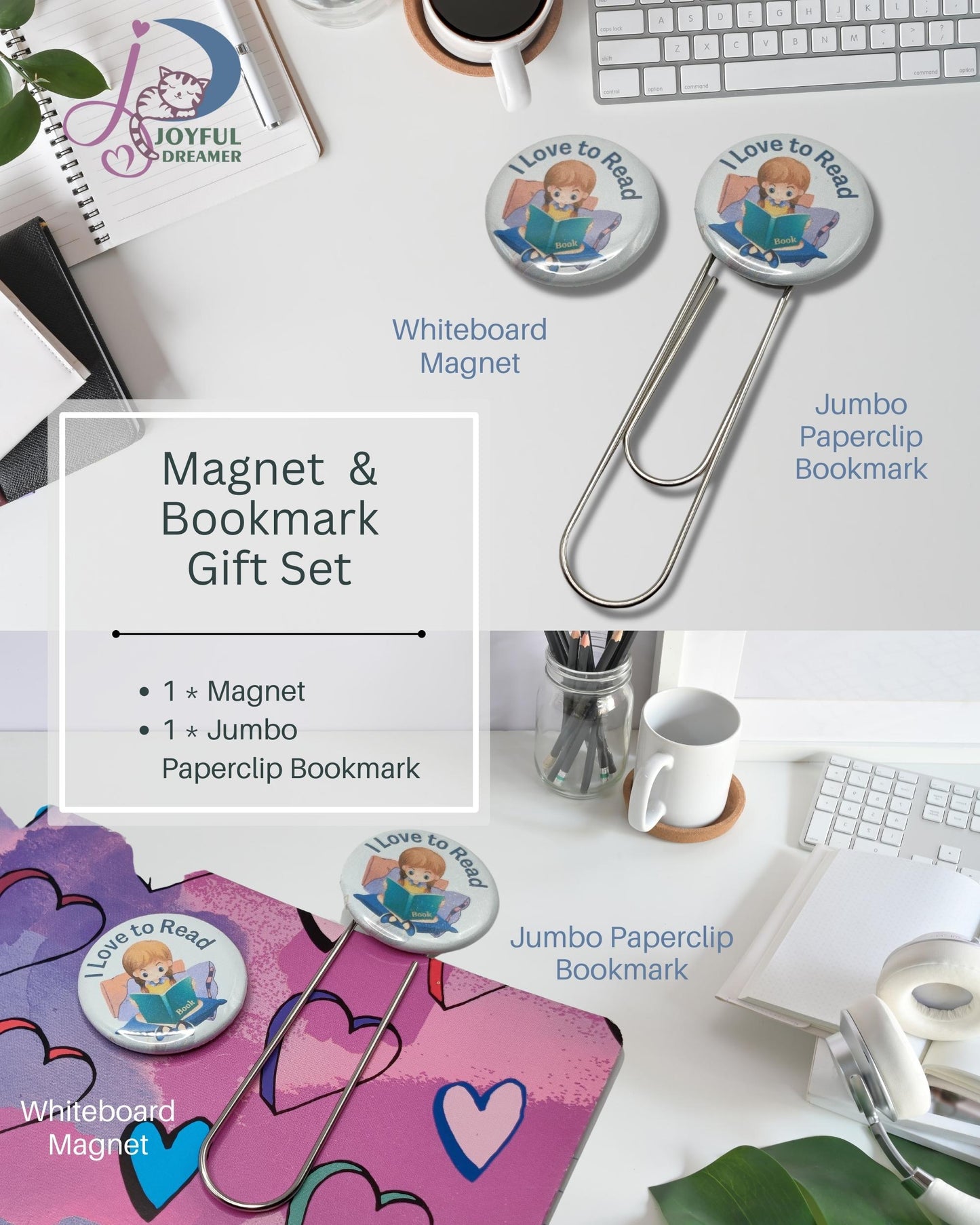 Gift Set | Jumbo Paperclip Bookmark and White Board Magnet