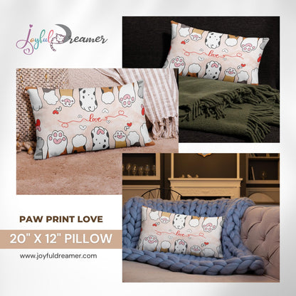 Premium Pillow | 18″×18″, 20″×12″, 22″×22″ | Paw Print Love