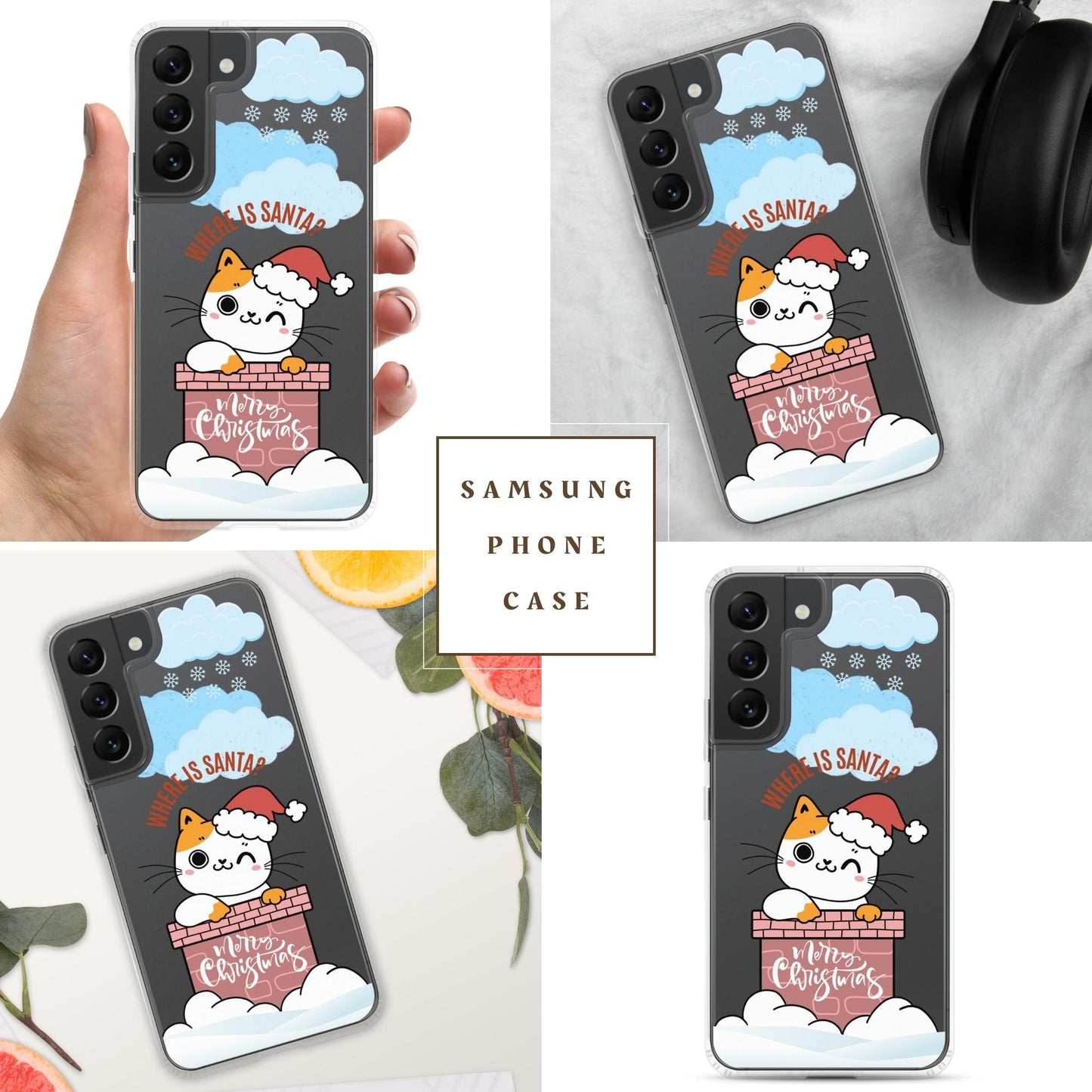 Clear Case for Samsung Galaxy S22, S23, S24, Plus, Ultra | Cat Themed