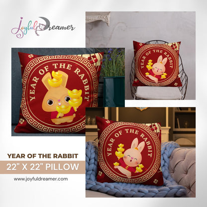 Premium Pillow | 18″×18″, 20″×12″, 22″×22″ | Year of the Rabbit 1 | Chinese Zodiac Sign