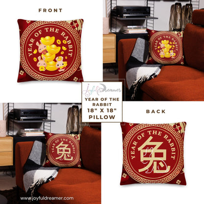 Premium Pillow | 18″×18″, 20″×12″, 22″×22″ | Year of the Rabbit 2 | Chinese Zodiac Sign