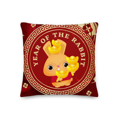 Premium Pillow | 18″×18″, 20″×12″, 22″×22″ | Year of the Rabbit 1 | Chinese Zodiac Sign