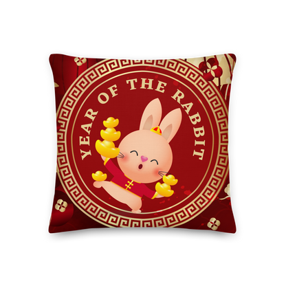 Premium Pillow | 18″×18″, 20″×12″, 22″×22″ | Year of the Rabbit 1 | Chinese Zodiac Sign