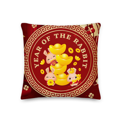 Premium Pillow | 18″×18″, 20″×12″, 22″×22″ | Year of the Rabbit 2 | Chinese Zodiac Sign