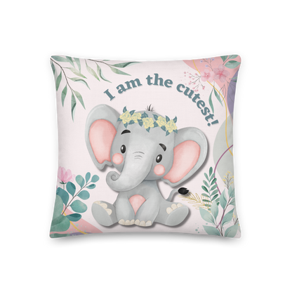 Premium Pillow | 18″×18″, 20″×12″, 22″×22″ | I am the cutest Elephant