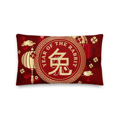 Premium Pillow | 18″×18″, 20″×12″, 22″×22″ | Year of the Rabbit 2 | Chinese Zodiac Sign