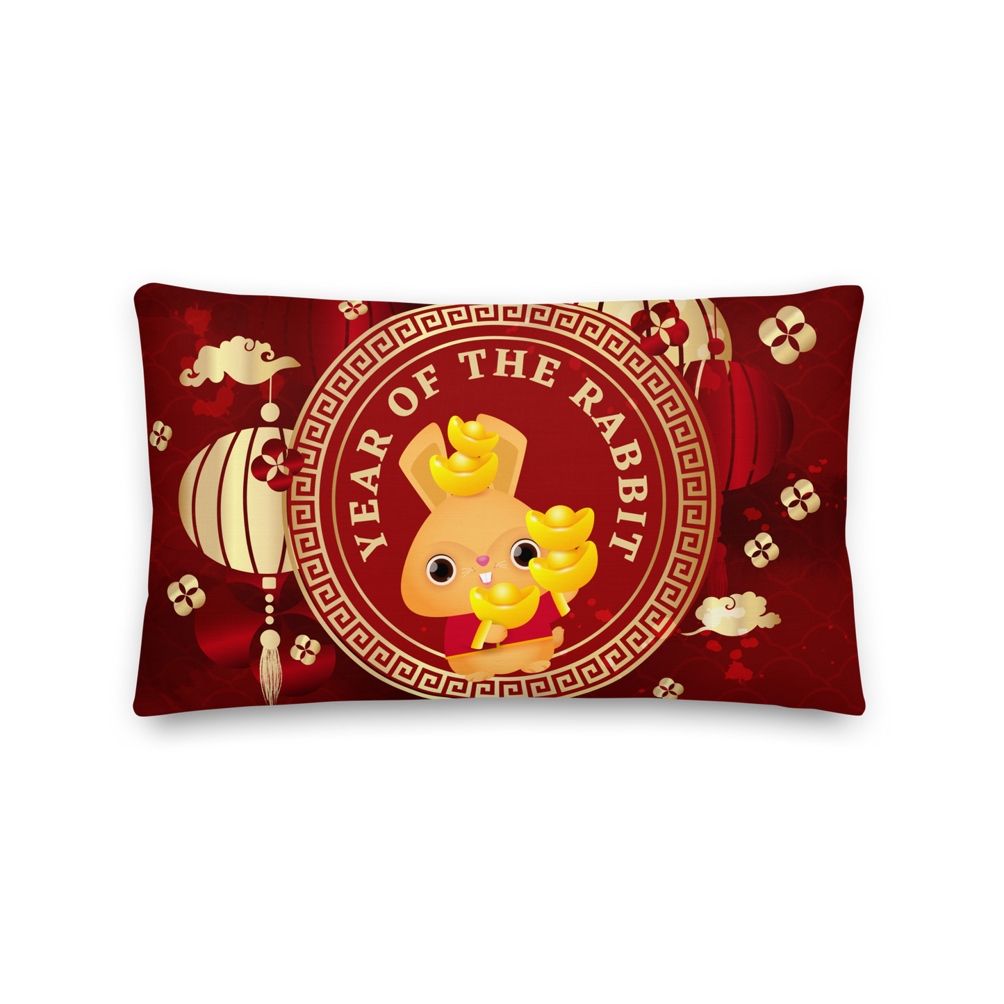 Premium Pillow | 18″×18″, 20″×12″, 22″×22″ | Year of the Rabbit 1 | Chinese Zodiac Sign