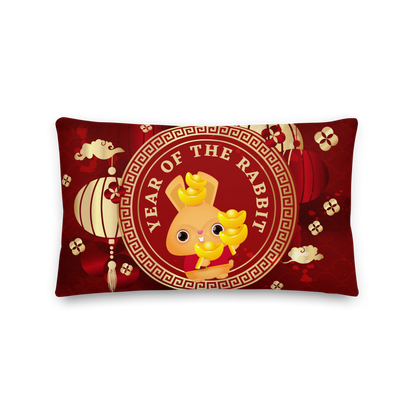 Premium Pillow | 18″×18″, 20″×12″, 22″×22″ | Year of the Rabbit 1 | Chinese Zodiac Sign