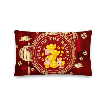 Premium Pillow | 18″×18″, 20″×12″, 22″×22″ | Year of the Rabbit 2 | Chinese Zodiac Sign