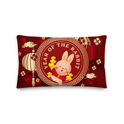 Premium Pillow | 18″×18″, 20″×12″, 22″×22″ | Year of the Rabbit 1 | Chinese Zodiac Sign