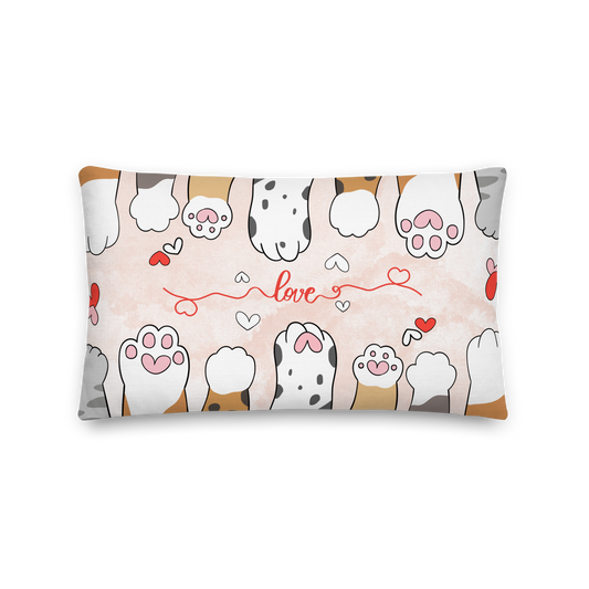 Premium Pillow | 18″×18″, 20″×12″, 22″×22″ | Paw Print Love