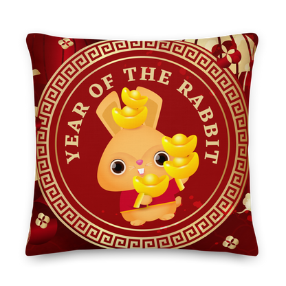 Premium Pillow | 18″×18″, 20″×12″, 22″×22″ | Year of the Rabbit 1 | Chinese Zodiac Sign