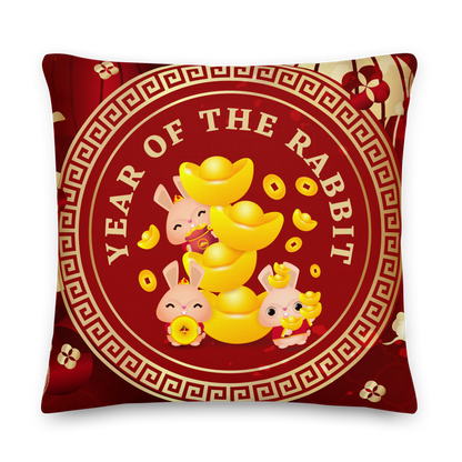 Premium Pillow | 18″×18″, 20″×12″, 22″×22″ | Year of the Rabbit 2 | Chinese Zodiac Sign