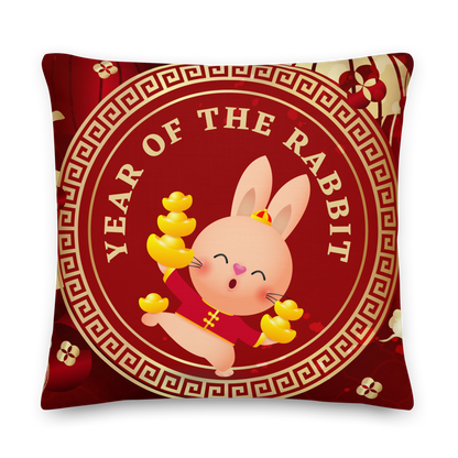 Premium Pillow | 18″×18″, 20″×12″, 22″×22″ | Year of the Rabbit 1 | Chinese Zodiac Sign