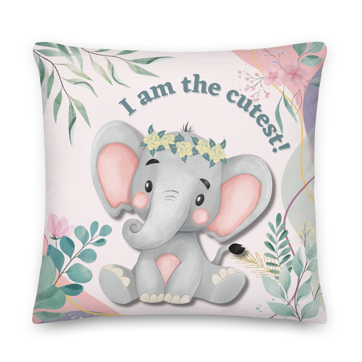 Premium Pillow | 18″×18″, 20″×12″, 22″×22″ | I am the cutest Elephant