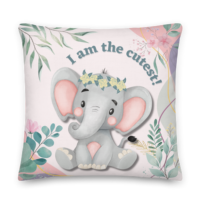 Premium Pillow | 18″×18″, 20″×12″, 22″×22″ | I am the cutest Elephant