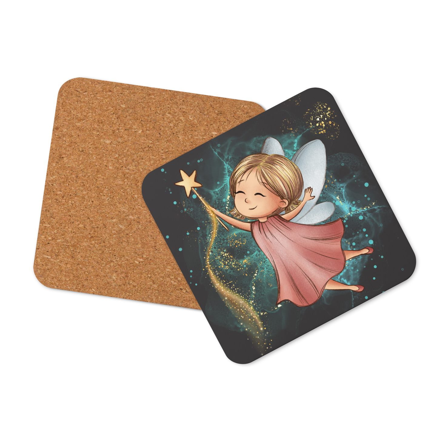 Cork-Back Coaster | Fantasy Cute Pink Fairy