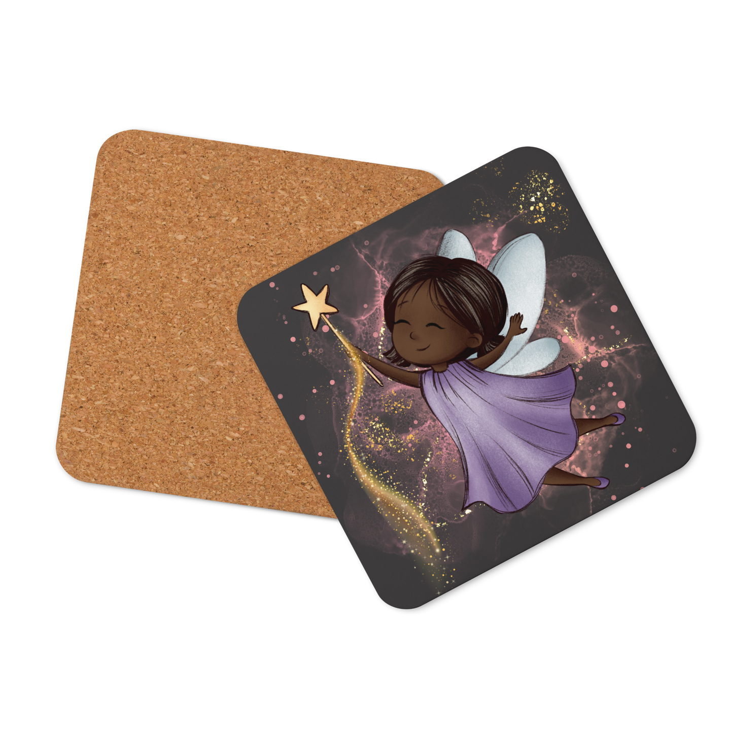 Cork-Back Coaster | Fantasy Cute Purple Fairy
