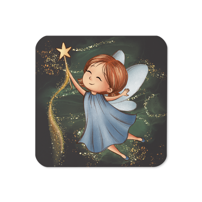 Cork-Back Coaster | Fantasy Cute Blue Fairy