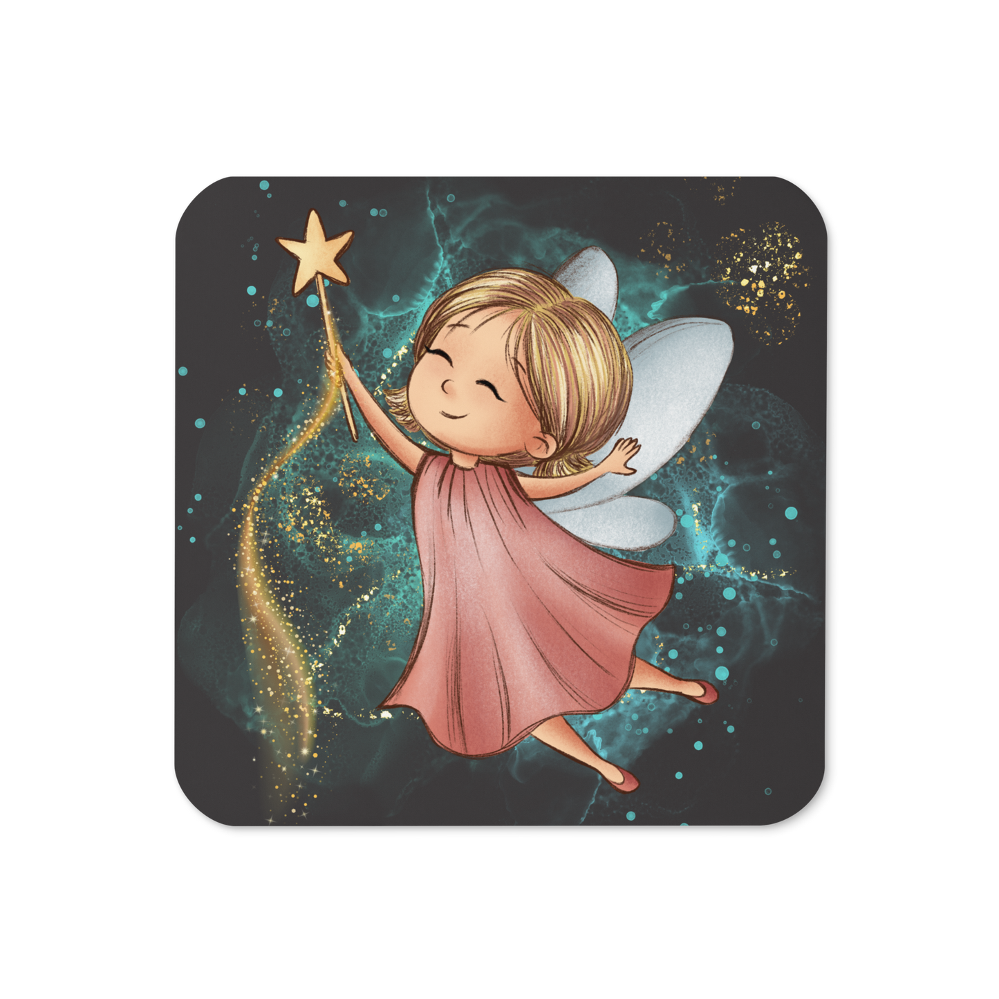 Cork-Back Coaster | Fantasy Cute Pink Fairy