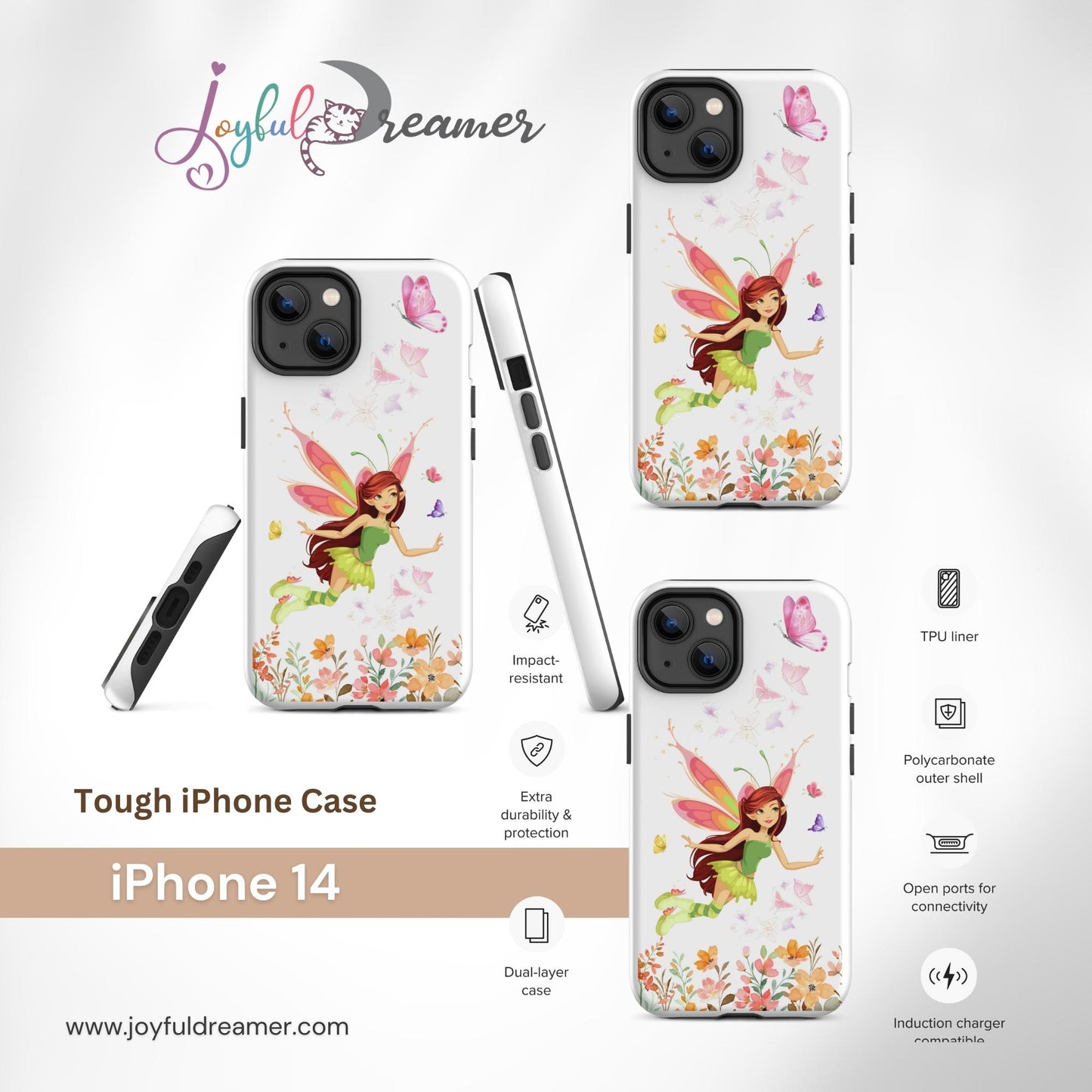 Tough case for iPhone 14, 15, 16, Plus, Pro, Pro Max | Fairy Themed