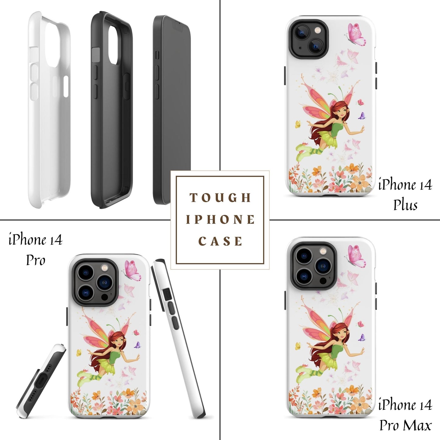 Tough case for iPhone 14, 15, 16, Plus, Pro, Pro Max | Fairy Themed