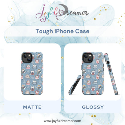 Tough case for iPhone 11, 12, 13, 14, 15, 16 Variations | Cat Winter Blue Background