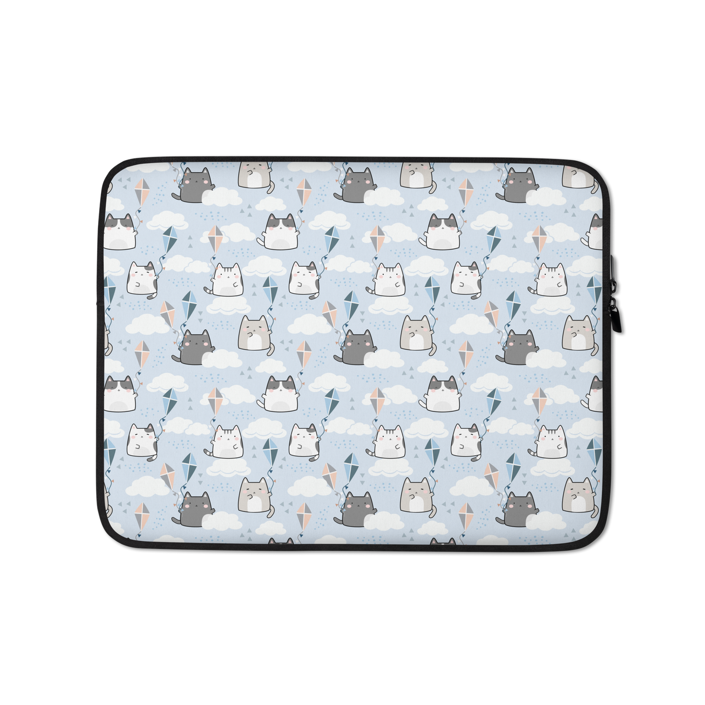 Laptop Sleeve 13" or 15" | Light Blue Cute Cat Themed