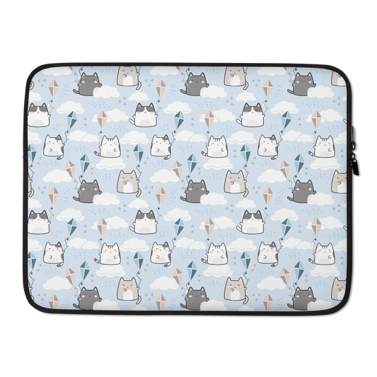 Laptop Sleeve 13" or 15" | Light Blue Cute Cat Themed