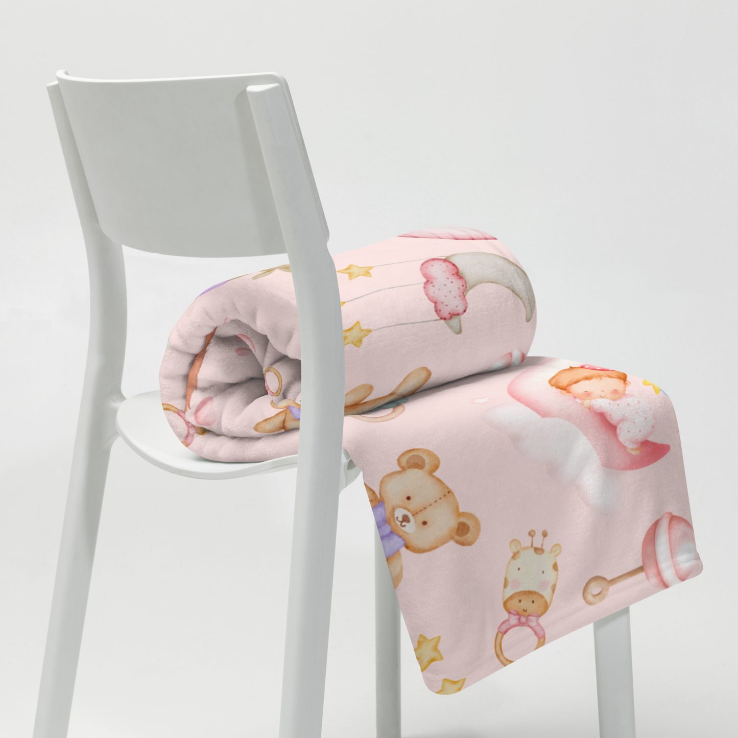Throw Blanket | Baby Girl Pink Background