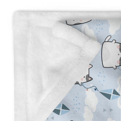 Throw Blanket | Cute Cat Themed with Light Blue Background