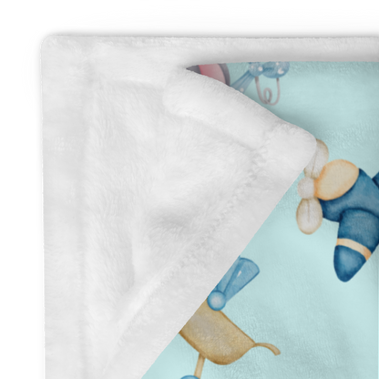 Throw Blanket | Baby Elephant Blue Background