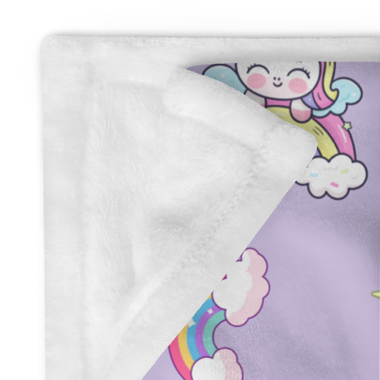Throw Blanket | Unicorn Rainbow Light Purple Background