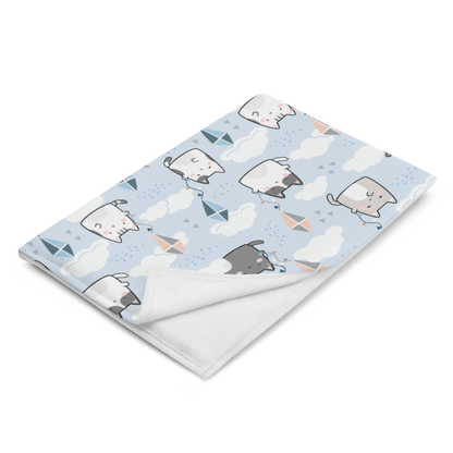 Throw Blanket | Cute Cat Themed with Light Blue Background
