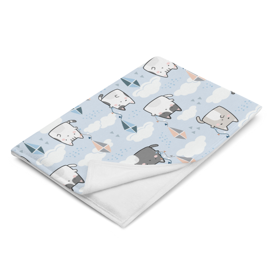 Throw Blanket | Cute Cat Themed with Light Blue Background