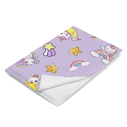 Throw Blanket | Unicorn Rainbow Light Purple Background