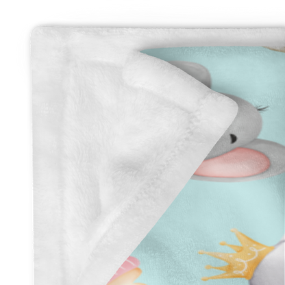 Throw Blanket | Baby Elephant Blue Background