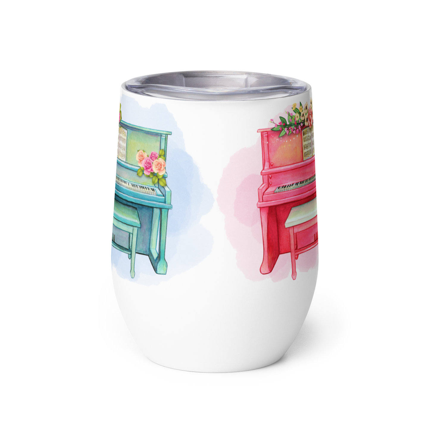 Wine Tumbler 12oz | For Music Lovers, Teachers, Directors | 2 Pianos