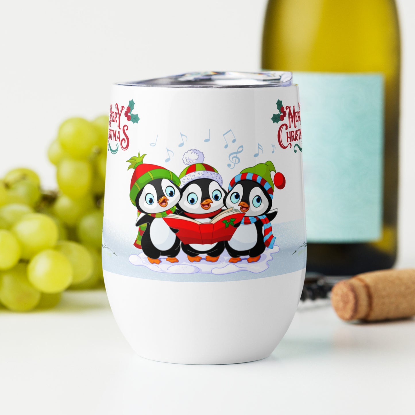 Wine Tumbler 12oz | Merry Christmas Holiday Themed