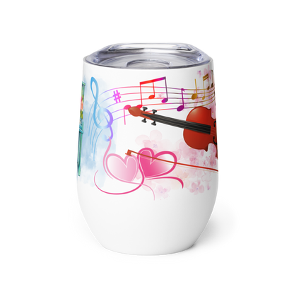 Wine Tumbler 12oz | For Music Lovers, Teachers, Directors | Piano & Violin