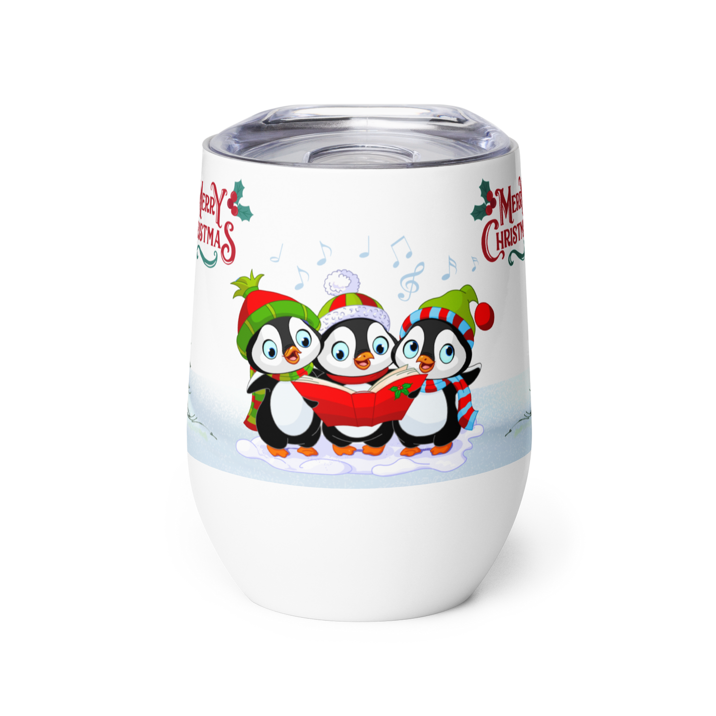 Wine Tumbler 12oz | Merry Christmas Holiday Themed