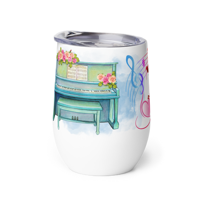 Wine Tumbler 12oz | For Music Lovers, Teachers, Directors | Piano & Violin