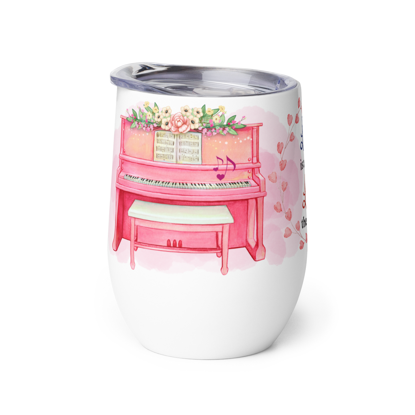 Wine Tumbler 12oz | For Music Lovers, Teachers, Directors | 2 Pianos