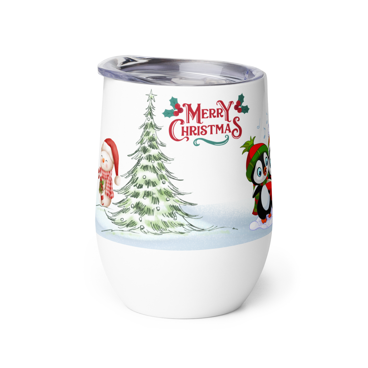Wine Tumbler 12oz | Merry Christmas Holiday Themed