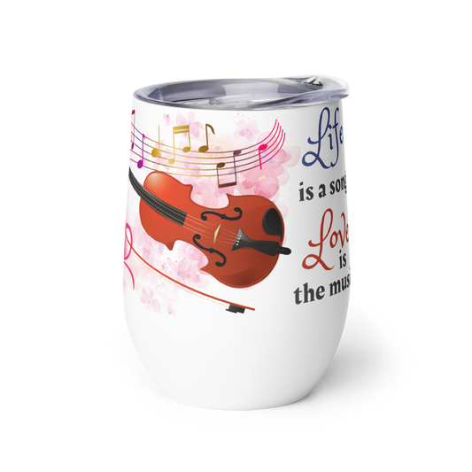 Wine Tumbler 12oz | For Music Lovers, Teachers, Directors | Piano & Violin