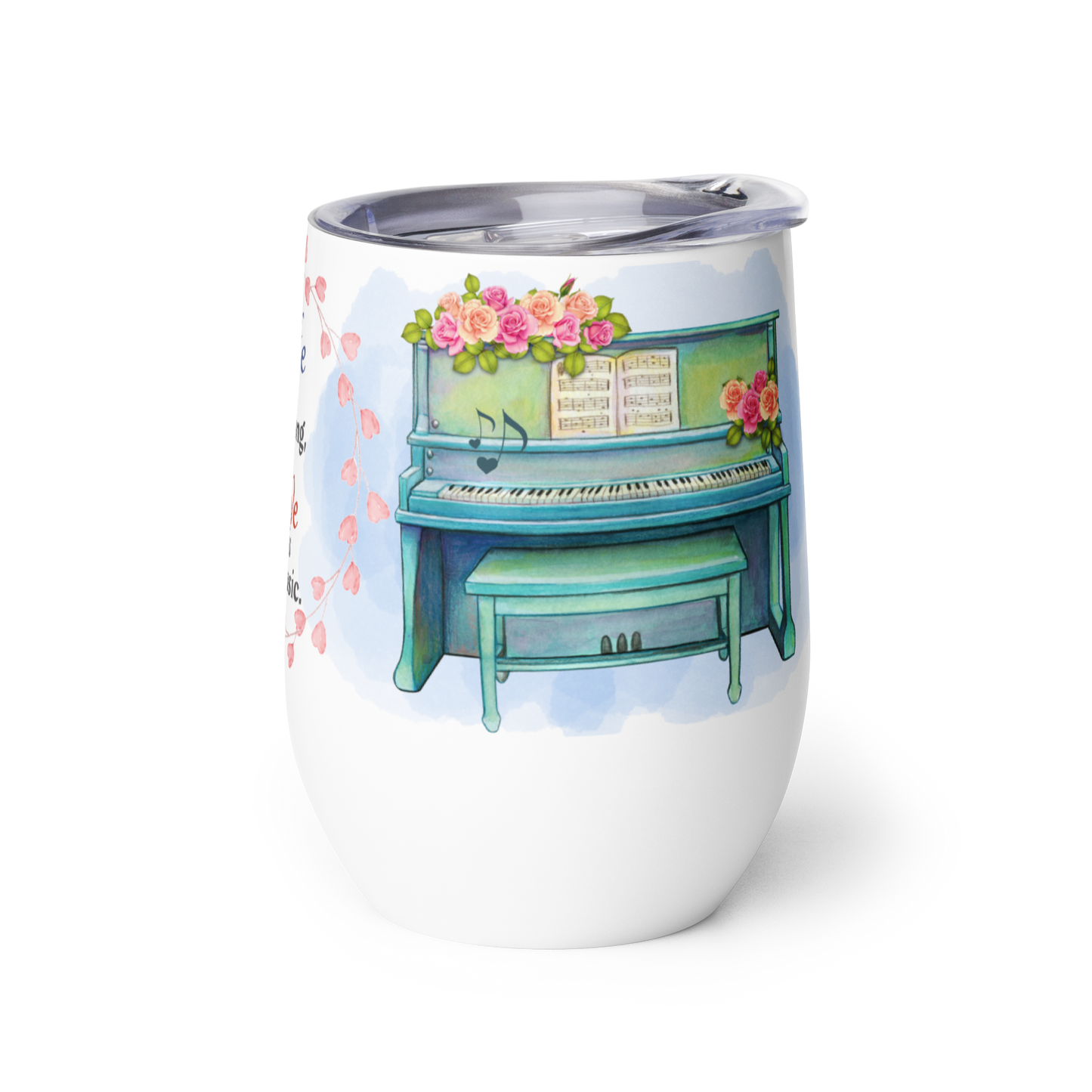 Wine Tumbler 12oz | For Music Lovers, Teachers, Directors | 2 Pianos