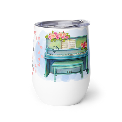 Wine Tumbler 12oz | For Music Lovers, Teachers, Directors | 2 Pianos