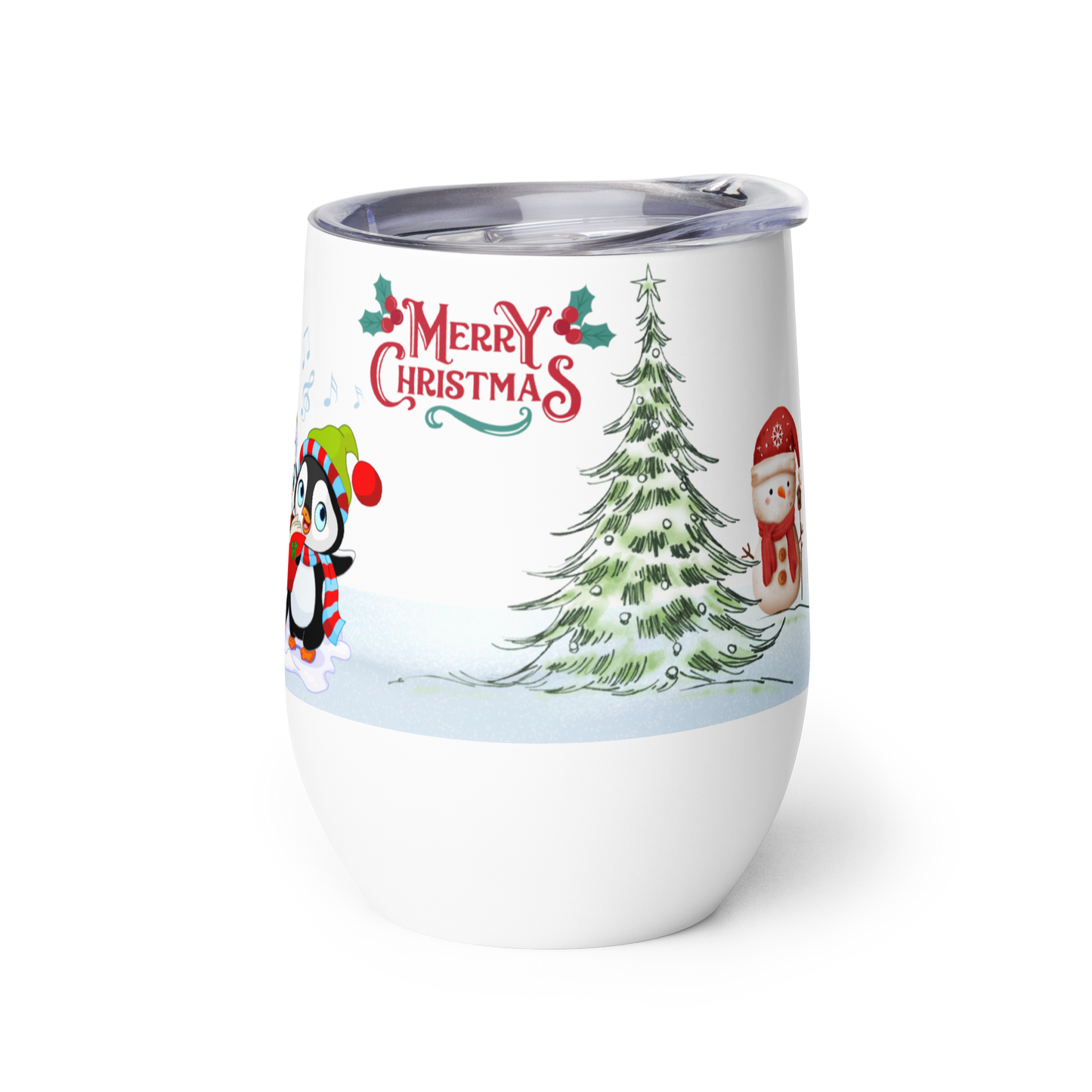 Wine Tumbler 12oz | Merry Christmas Holiday Themed